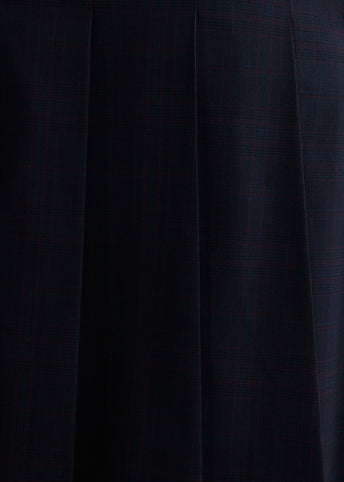 Pleats Midi Checked Skirt