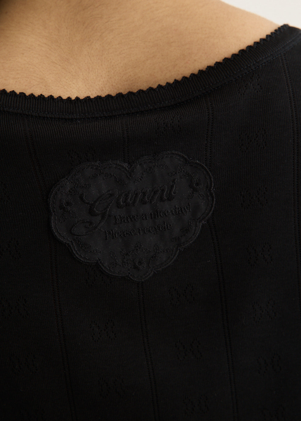 Compact Pointelle Rib Jersey Long Sleeve Button T-Shirt