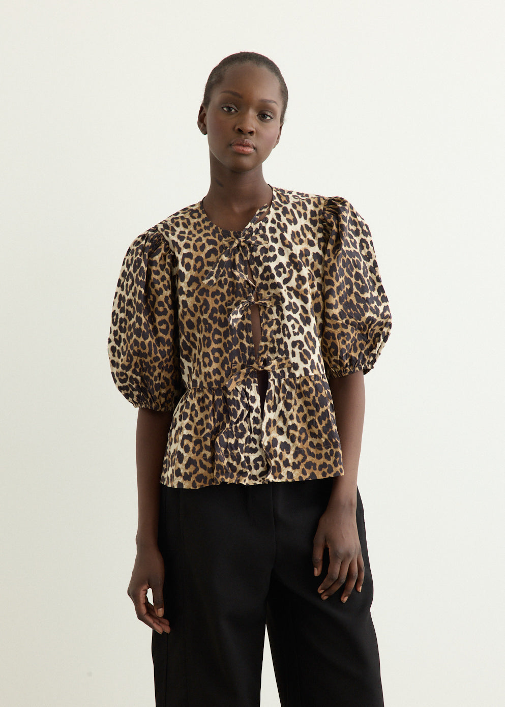 Printed Cotton Poplin Peplum Blouse