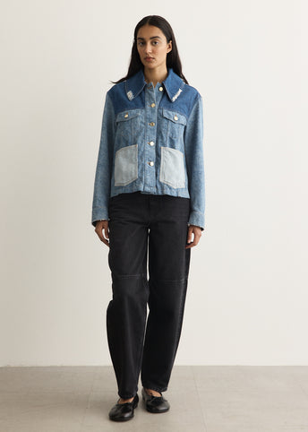 Patchwork Denim Short Jacket
