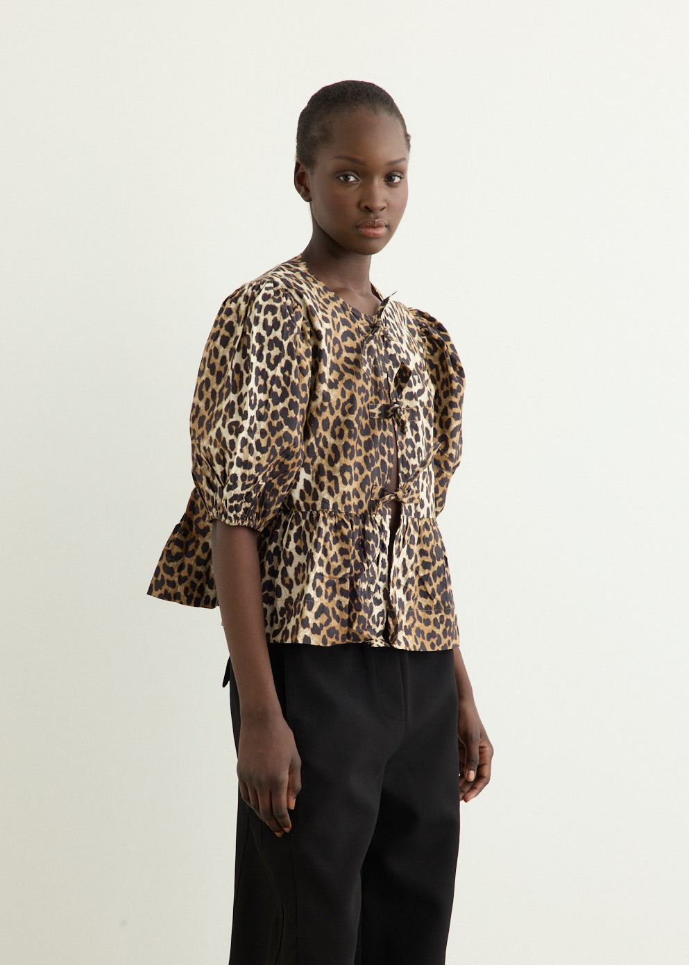 Printed Cotton Poplin Peplum Blouse