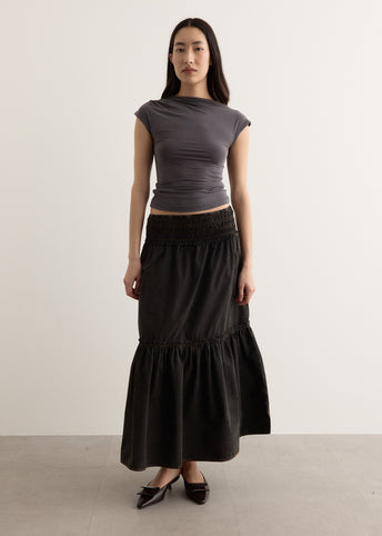 Garment Dyed Cotton Smock Maxi Skirt