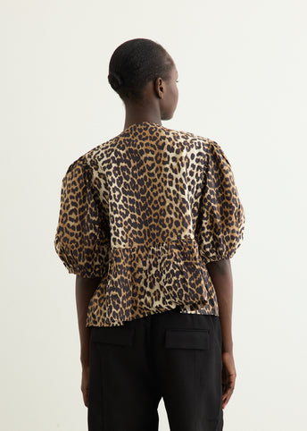 Printed Cotton Poplin Peplum Blouse