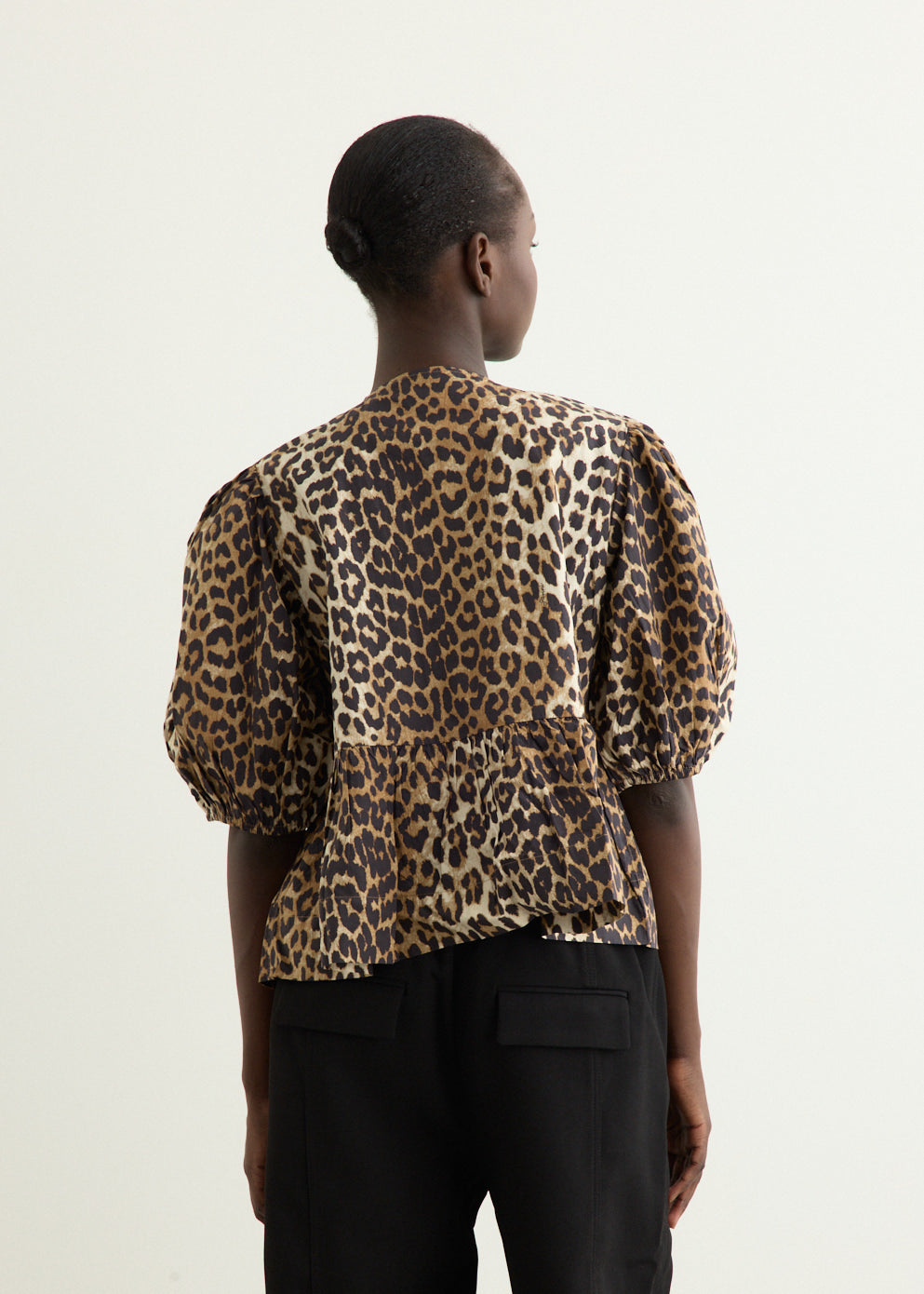 Printed Cotton Poplin Peplum Blouse