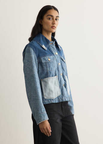 Patchwork Denim Short Jacket