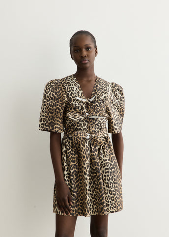 Printed Stretch Cotton Mini Tie Strap Dress