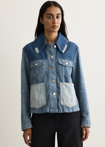 Patchwork Denim Short Jacket