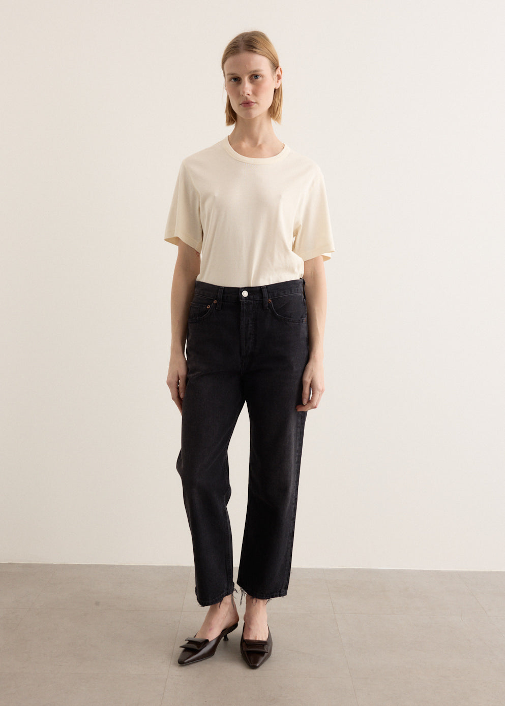 パンツ AGOLDE Luna Mid Rise Straight Denim Pants Black A140C1157CON Agolde - Jeansy Relaxed Fit/jasnoniebieski denim - Zalando.pl