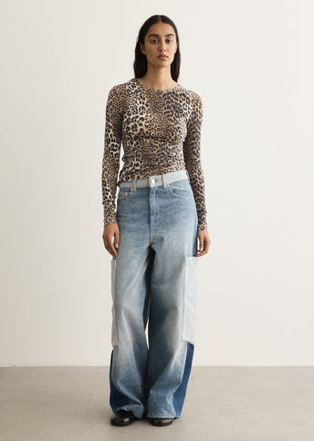 Soft Cotton Rib Leopard Long Sleeve T-Shirt
