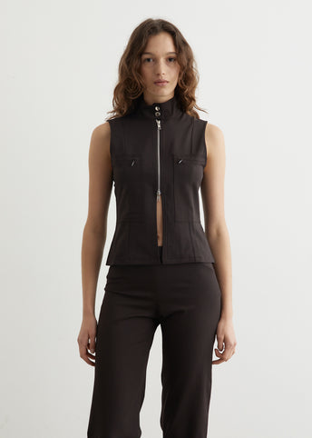 トップス Paloma wool vest LIS-Washed twill vest with front zipper and snap collar – paloma wool