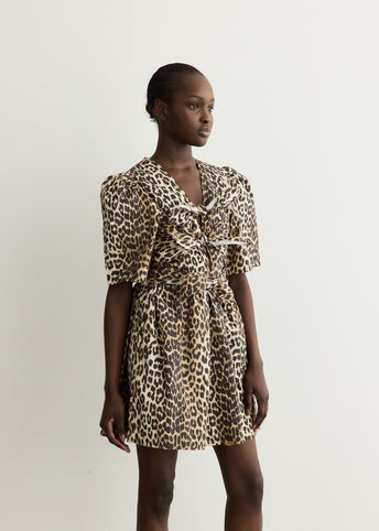 Printed Stretch Cotton Mini Tie Strap Dress