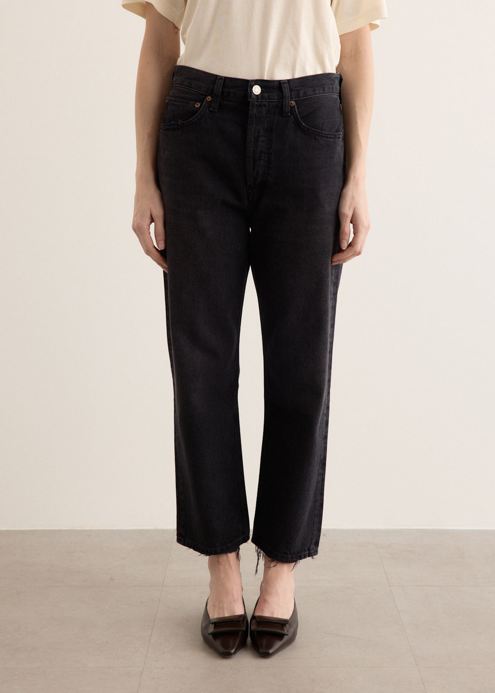 90's Crop Mid Rise Loose Straight Jeans
