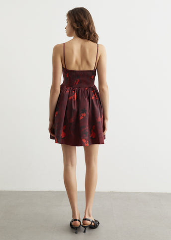 Printed Double Satin Strap Mini Dress
