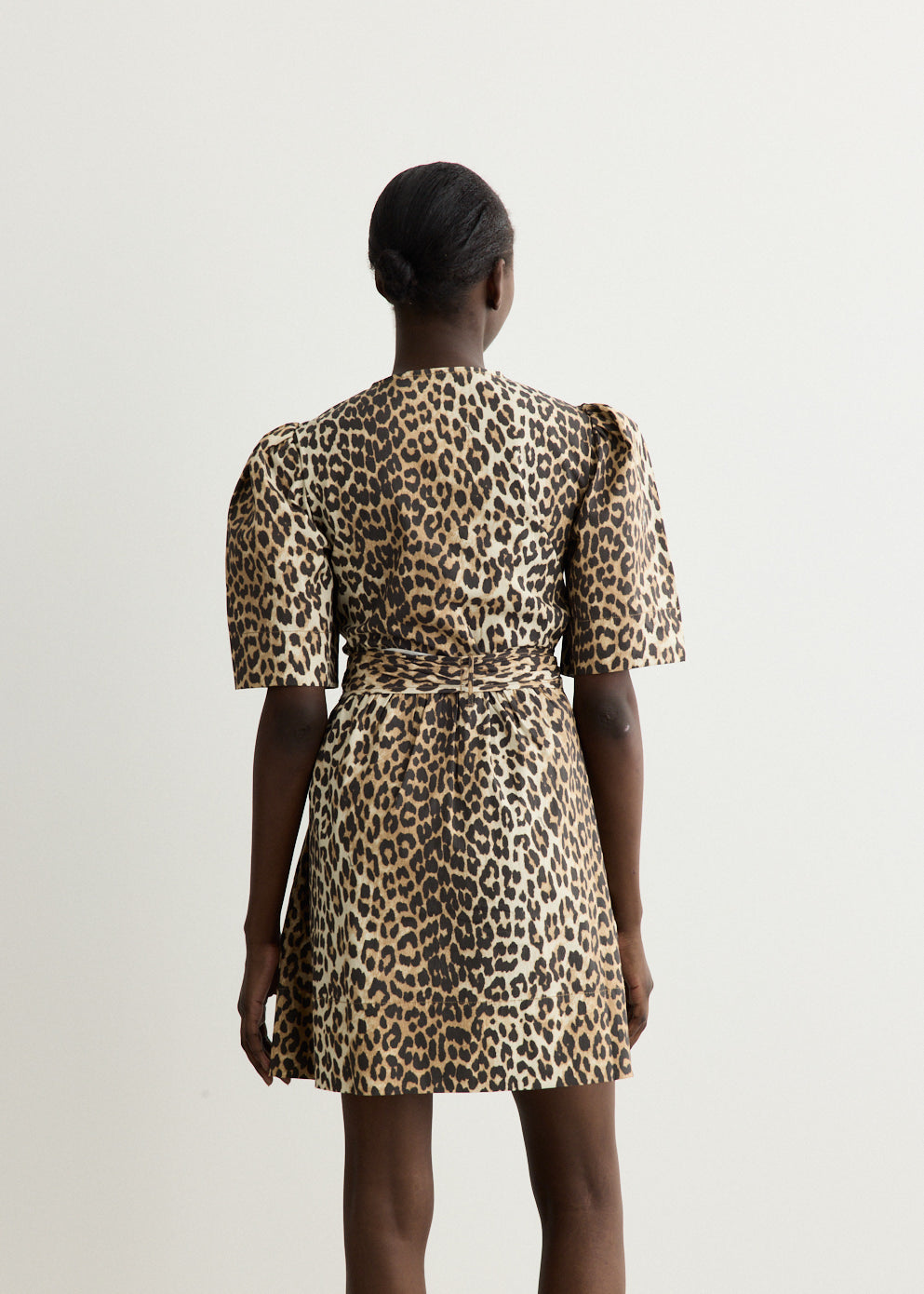 Printed Stretch Cotton Mini Tie Strap Dress