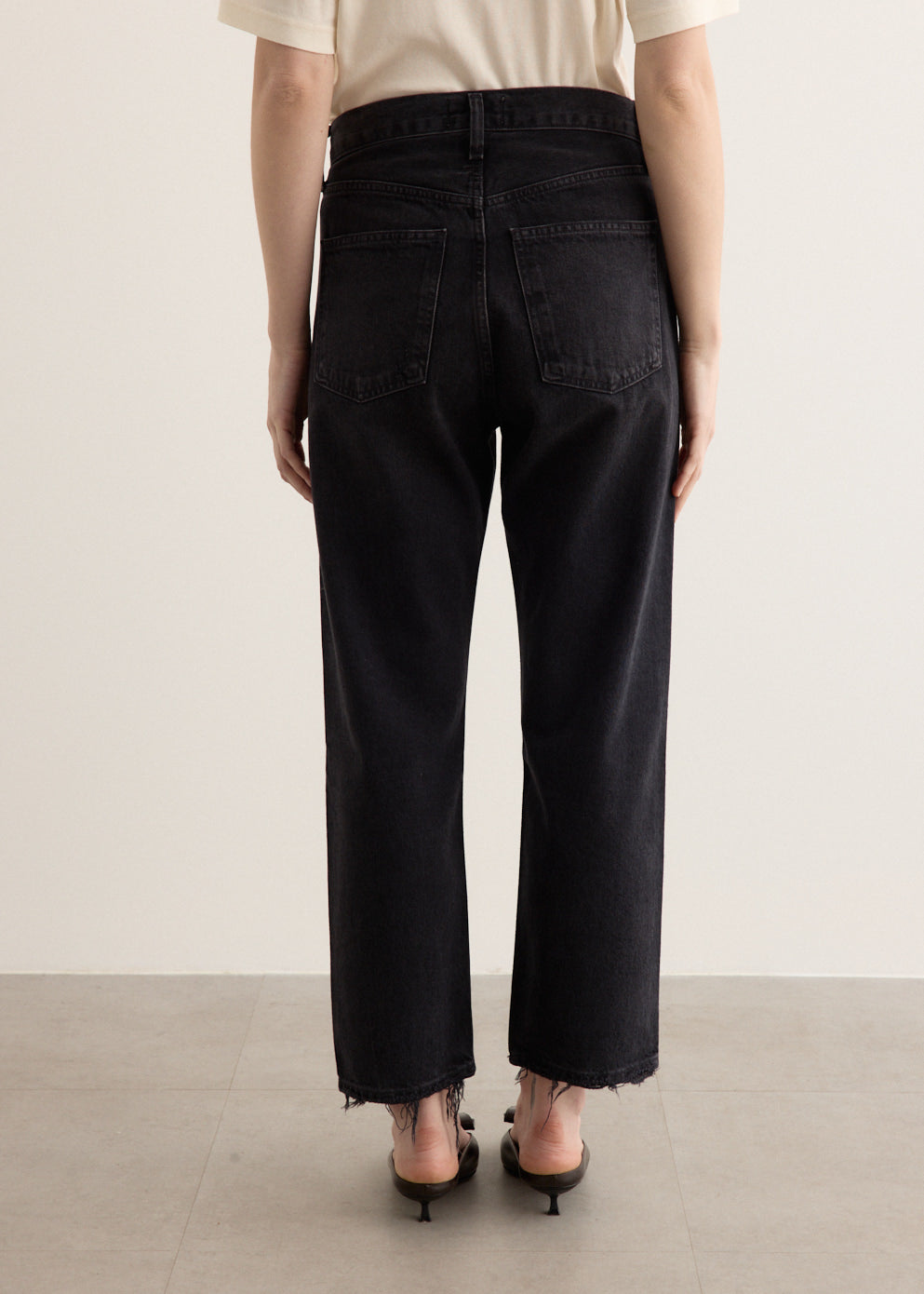 90's Crop Mid Rise Loose Straight Jeans