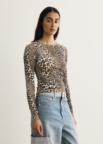 Soft Cotton Rib Leopard Long Sleeve T-Shirt