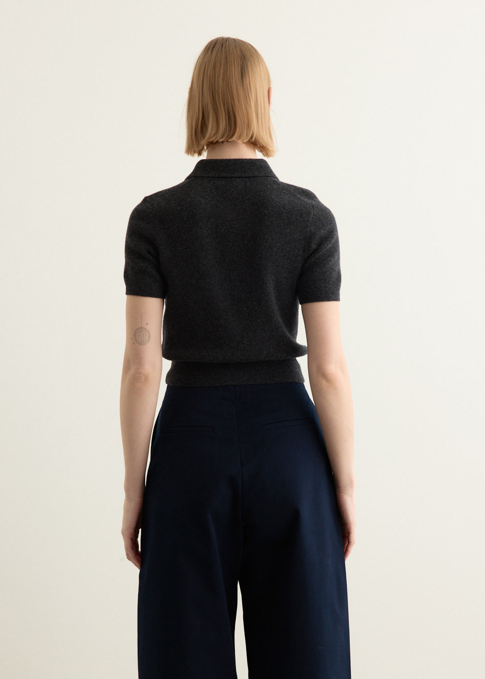Short Sleeve Polo Cardigan With Embroidered Logo