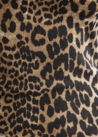 Soft Cotton Rib Leopard Long Sleeve T-Shirt