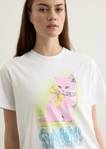 Basic Cotton Jersey Neon Kitty T-Shirt