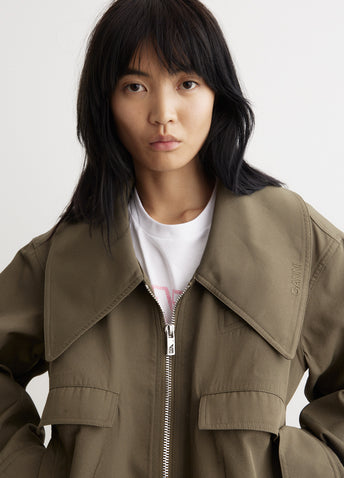 Heavy Twill Wide Collar Short Jacket