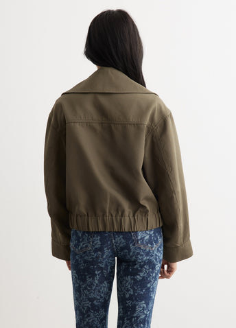 Heavy Twill Wide Collar Short Jacket