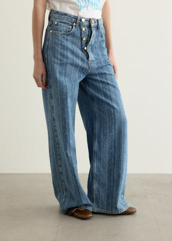 Structured Denim Double Fly Baggy Jeans
