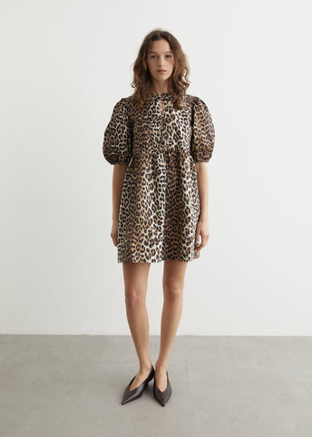 Printed Cotton Tie String Mini Dress