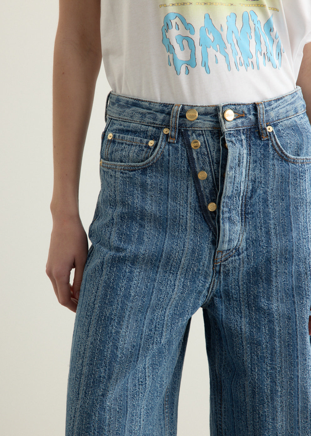 Structured Denim Double Fly Baggy Jeans