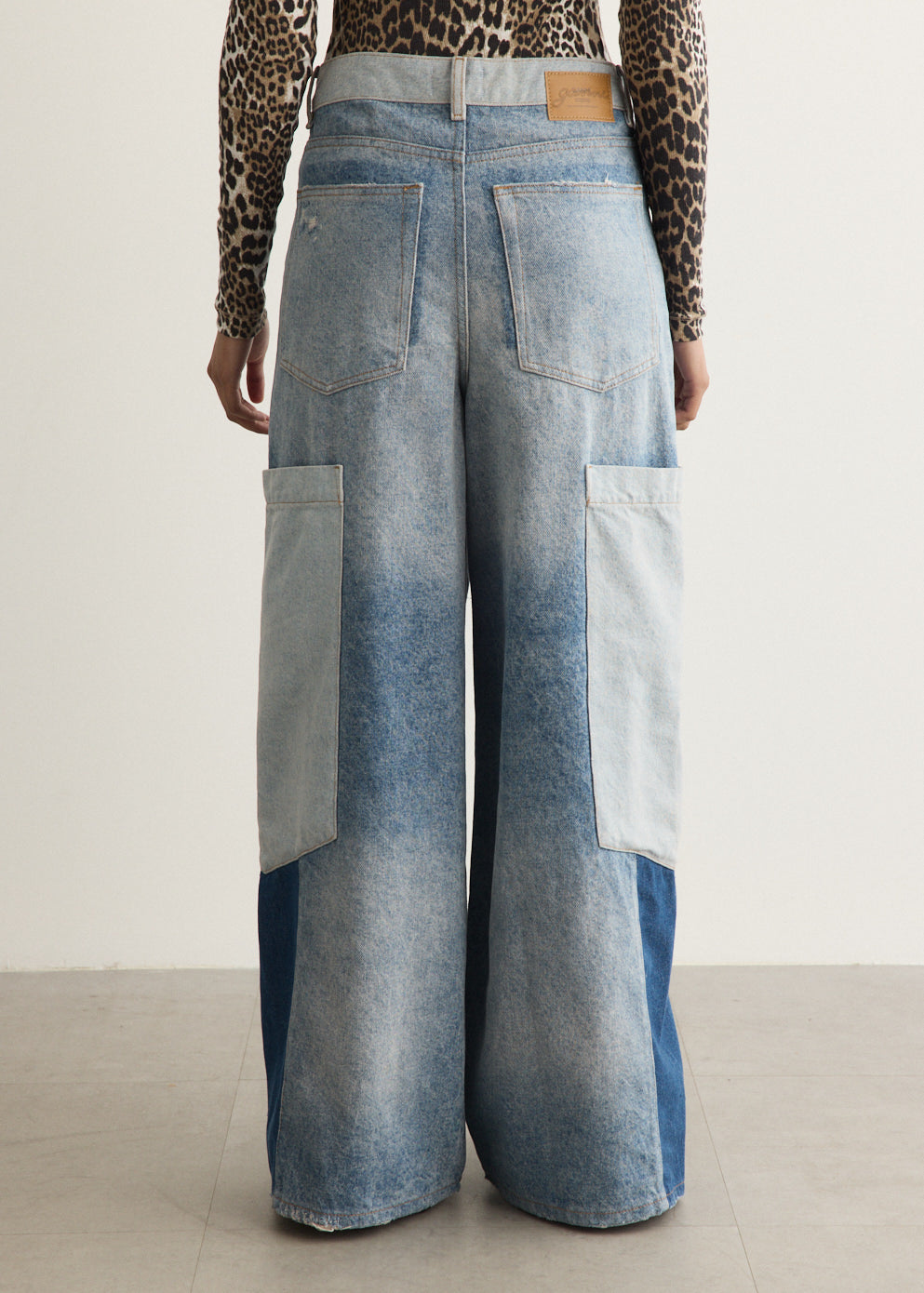 Patchwork Denim Baggy Cargo Jeans