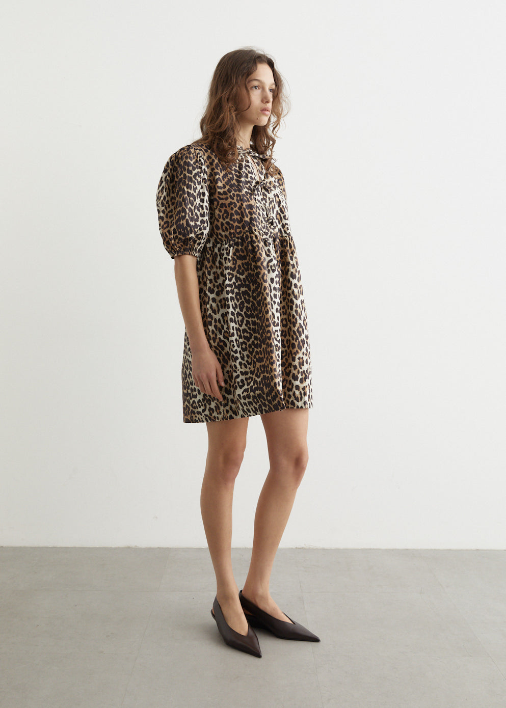 Printed Cotton Tie String Mini Dress