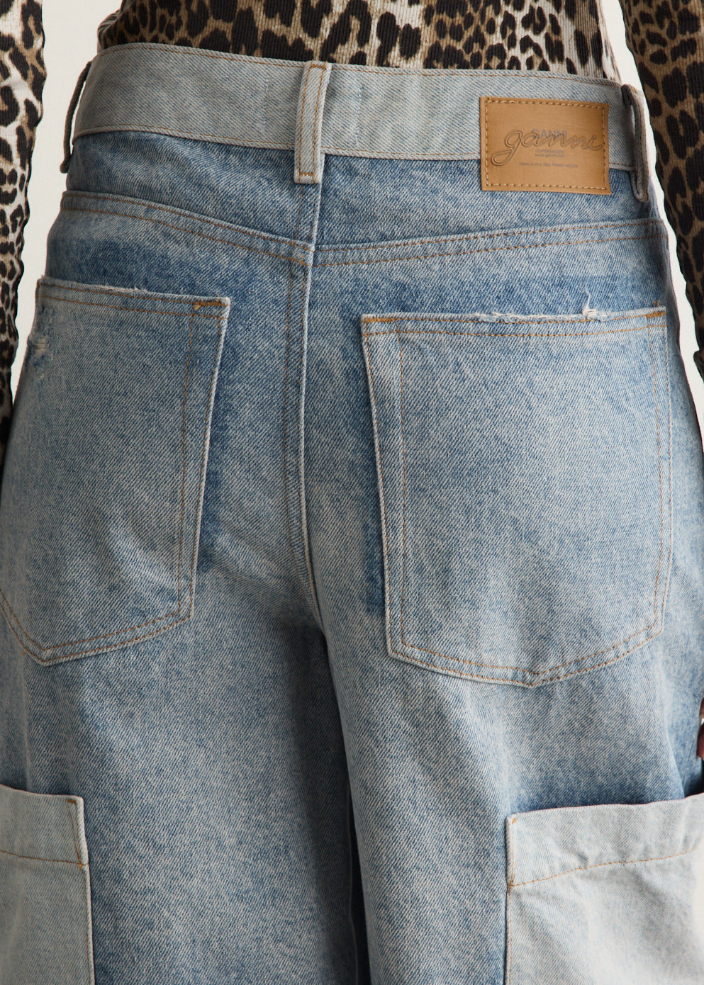 Patchwork Denim Baggy Cargo Jeans