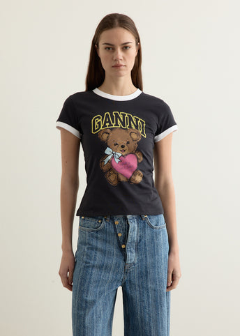 Basic Cotton Jersey Bear Fitted T-shirt