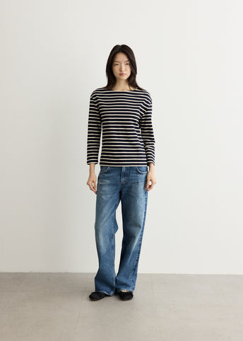 Striped Top With Three-Quarter Sleeves