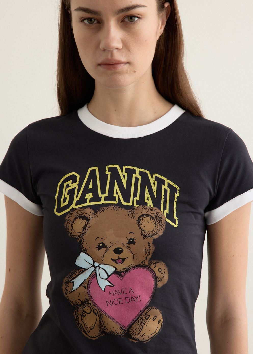 Basic Cotton Jersey Bear Fitted T-shirt