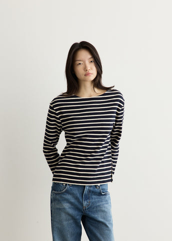 Striped Top With Three-Quarter Sleeves