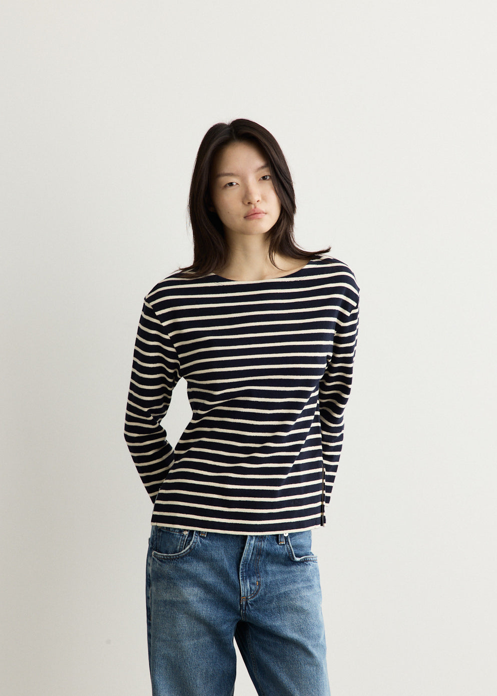 Striped Top With Three-Quarter Sleeves