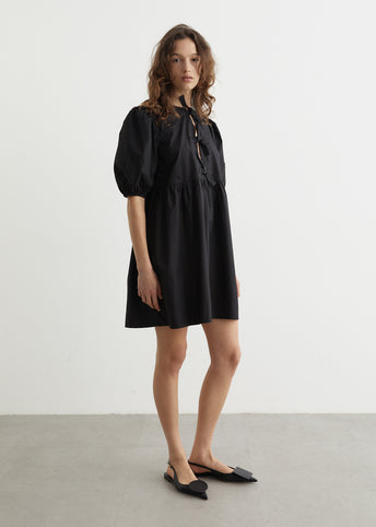 Cotton Poplin Tie String Mini Dress