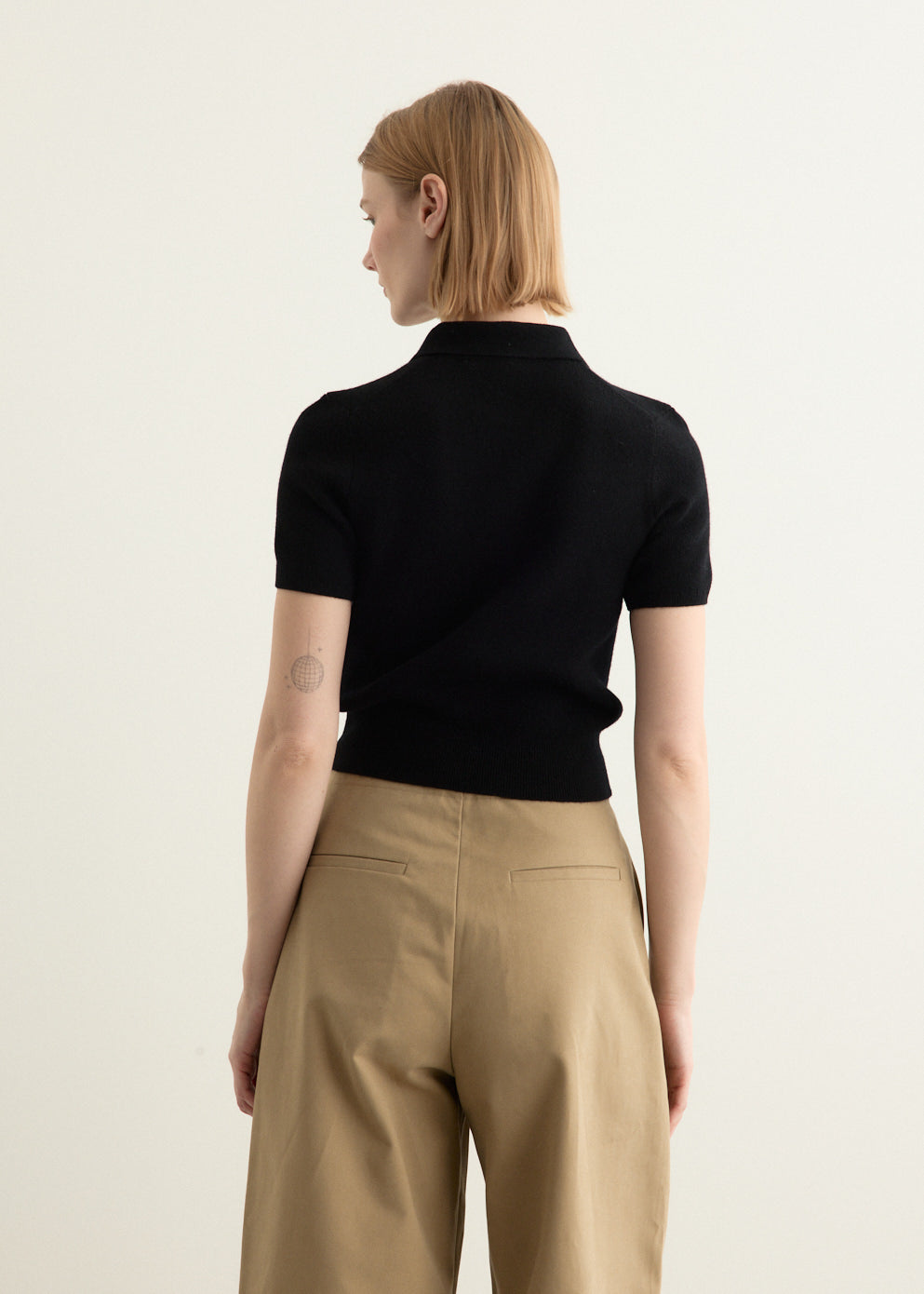 Short Sleeve Polo Cardigan With Embroidered Logo
