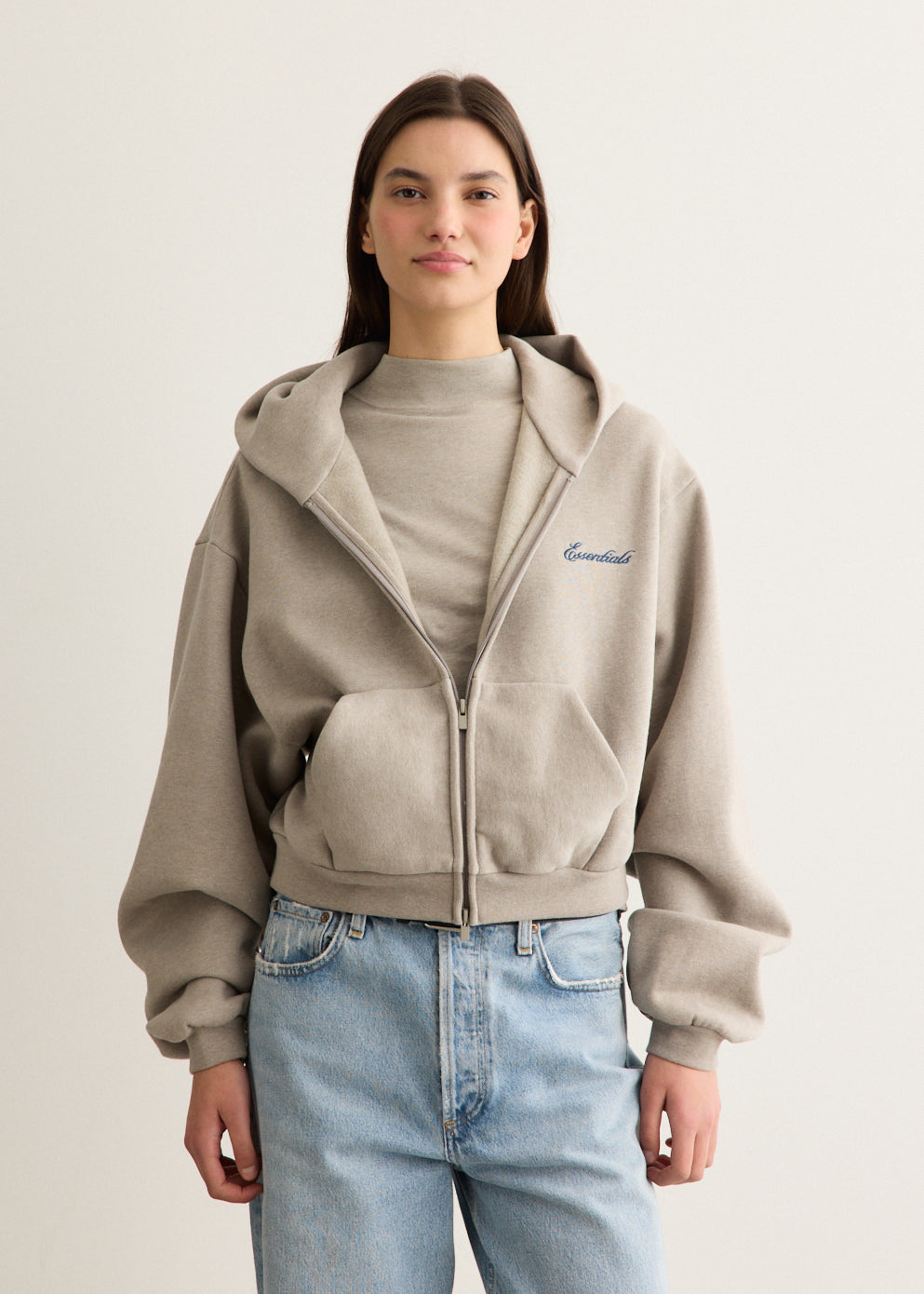 Modern Cropped Zip Hoodie