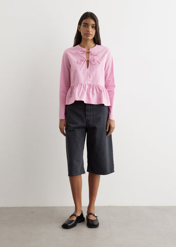 Tie String Peplum Blouse