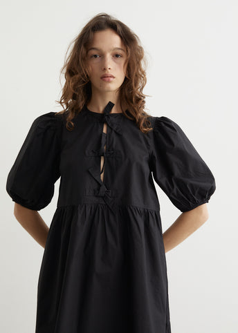 Cotton Poplin Tie String Mini Dress