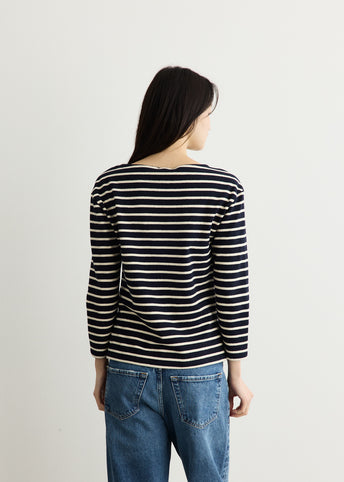 Striped Top With Three-Quarter Sleeves