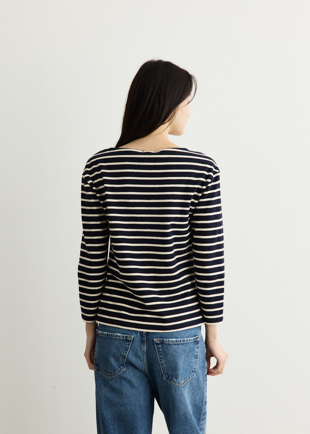 Striped Top With Three-Quarter Sleeves