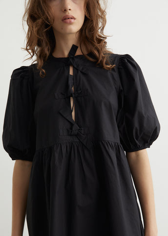 Cotton Poplin Tie String Mini Dress