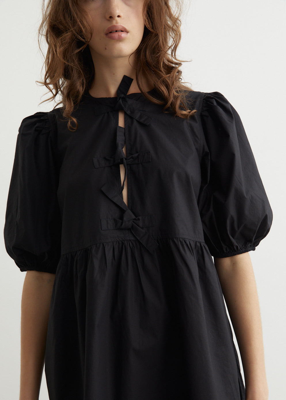 Cotton Poplin Tie String Mini Dress