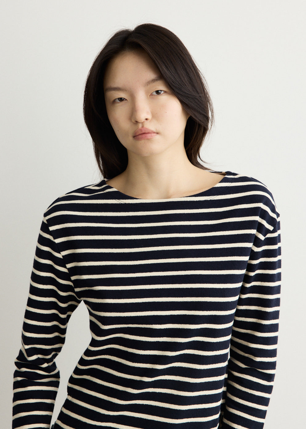 Striped Top With Three-Quarter Sleeves