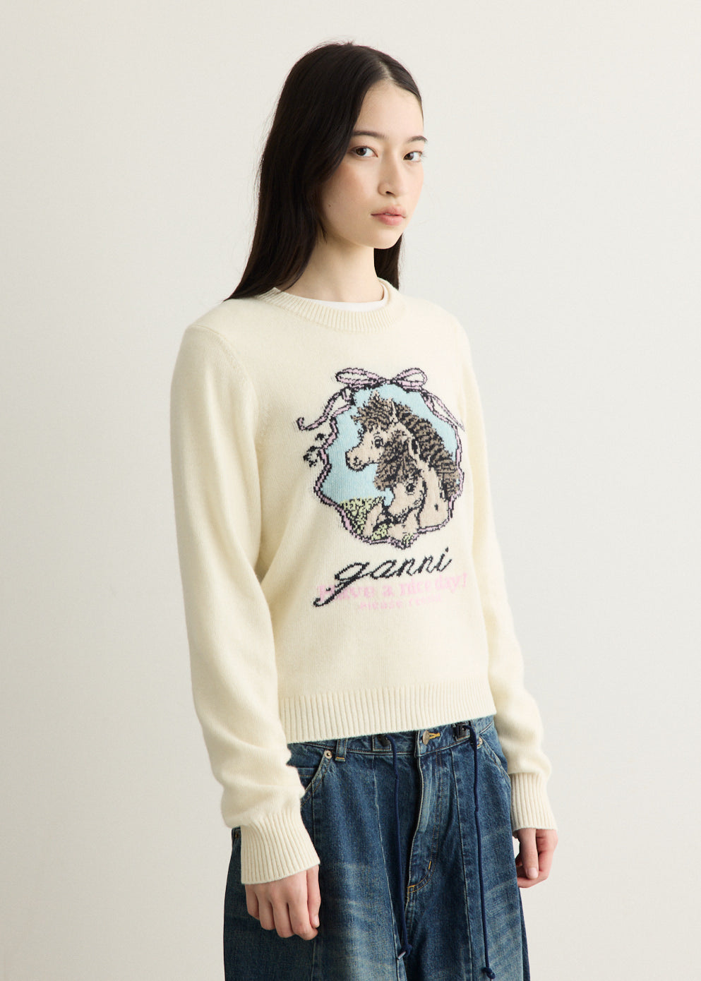 Horse Graphic Wool Sweater