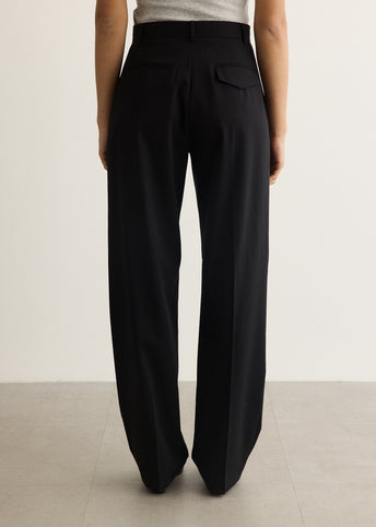 Wool Button Front Pleat Pants