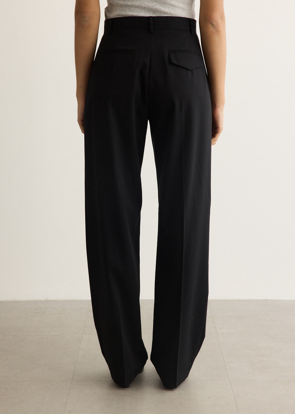Wool Button Front Pleat Pants