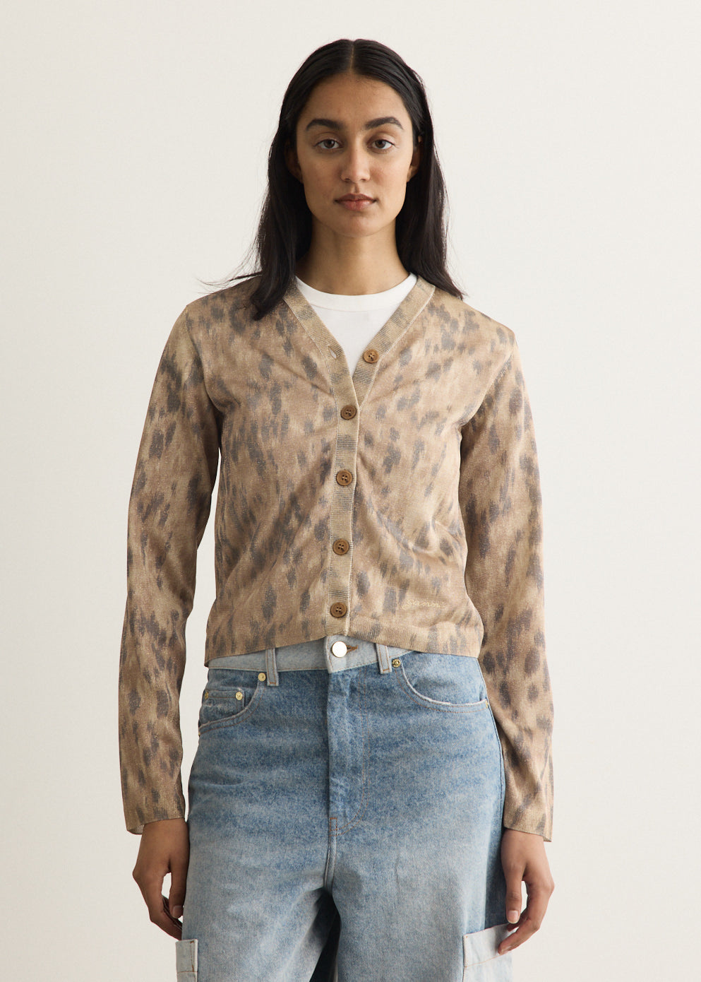 Printed Metallic Cardigan